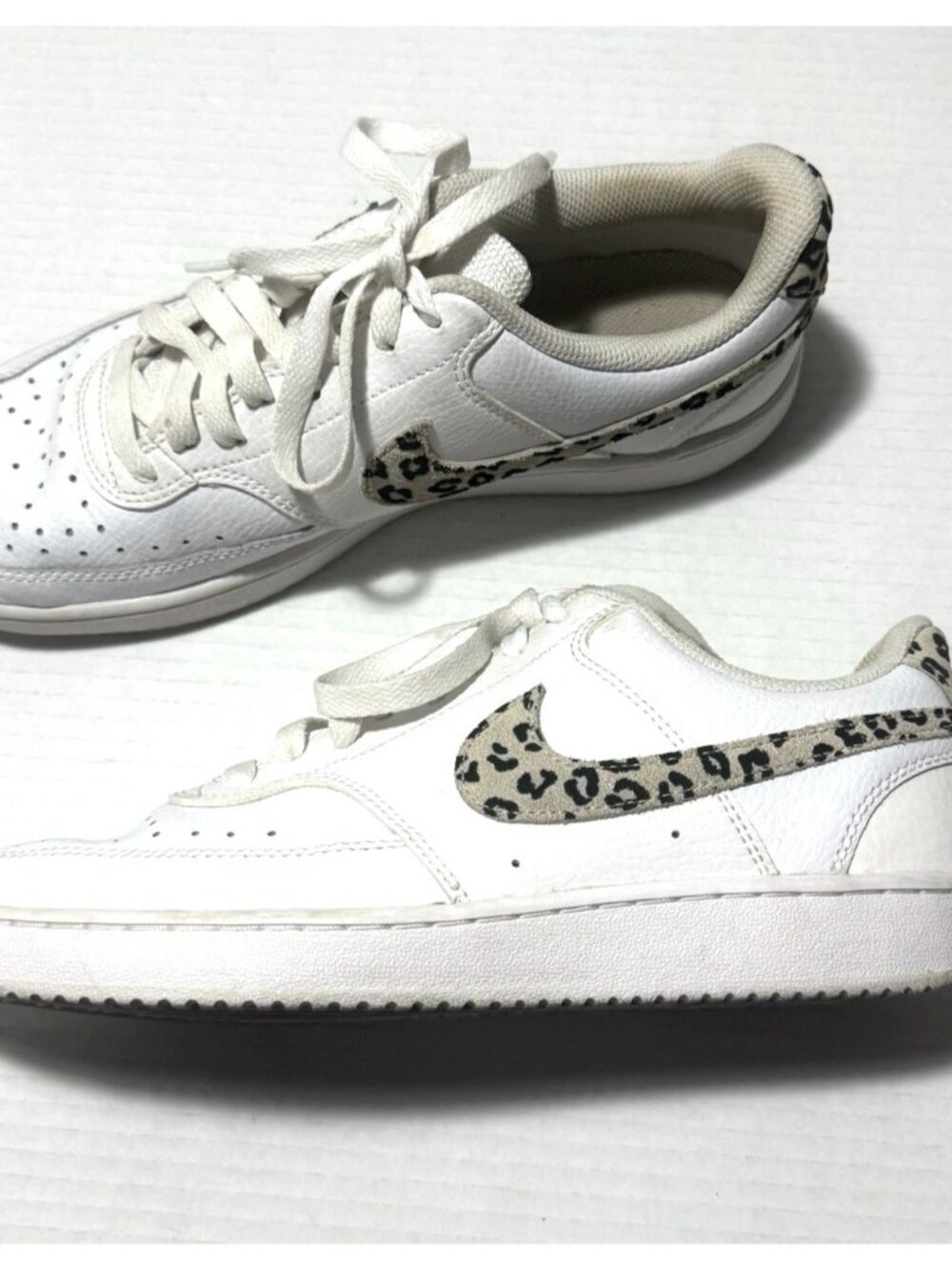 Nike Court Vision Low Leopard Swoosh Women’s size 9.5 - White DD9665 - 100